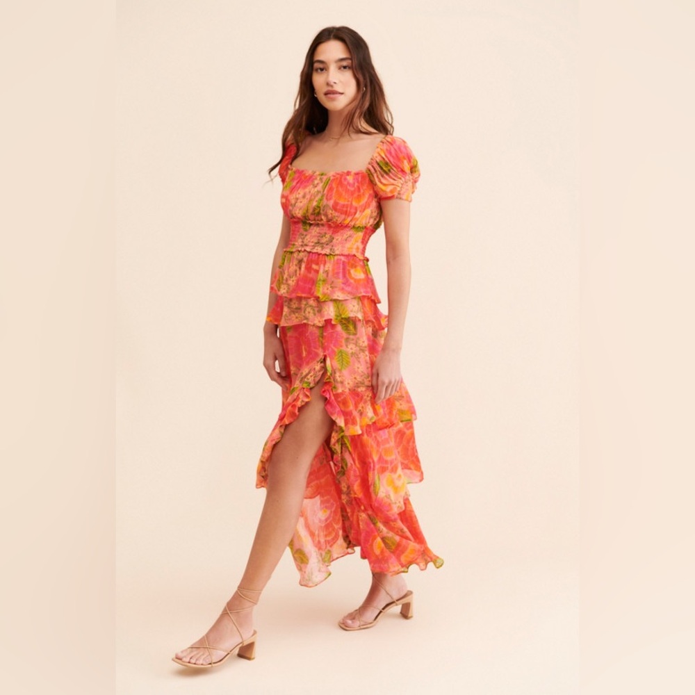 FARM Rio Pink Blooming Floral Maxi Dress, Blooming Floral Pink Size Small